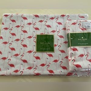 Kate Spade flamingo placemats and napkins.
